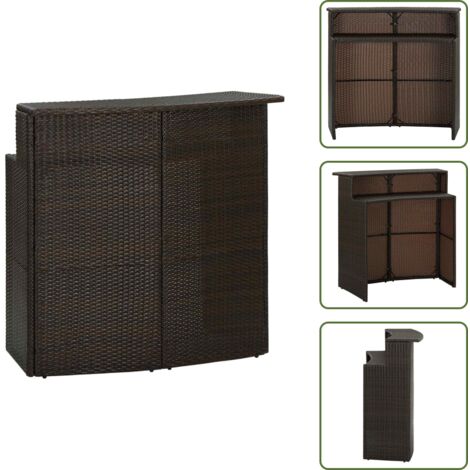 The Living Store Mesa alta de jardín ratán sintético marrón 120x55x110 cm - Mesa alta