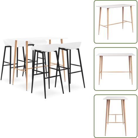 The Living Store Mesa alta y taburetes de bar 5 piezas blanco - Sillas de bar