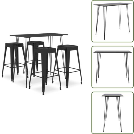 The Living Store Mesa alta y taburetes de bar 5 piezas negro - Sillas de bar