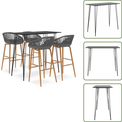 The Living Store Mesa alta y taburetes de bar 5 piezas negro y gris - Sillas de bar