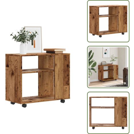The Living Store Mesa auxiliar de madera contrachapada envejecida 70x35x55 cm - Madera contrachapada