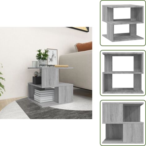 The Living Store Mesa auxiliar de madera contrachapada gris Sonoma 40x40x40 cm - Madera contrachapada