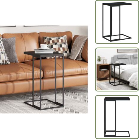 The Living Store Mesa auxiliar de madera contrachapada negro 40x30x59 cm - Mesa de centro