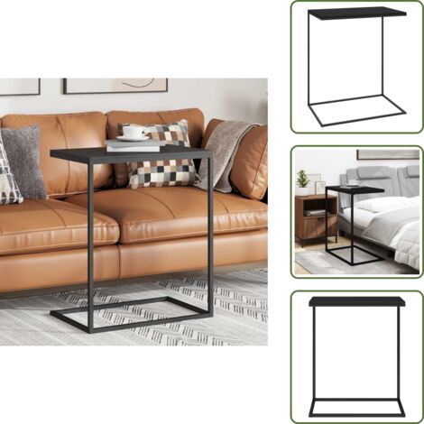The Living Store Mesa auxiliar de madera contrachapada negro 55x35x66 cm - Mesa de centro