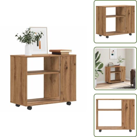The Living Store Mesa auxiliar de madera de ingeniería roble artisan 70x35x55 cm - Madera de ingeniería