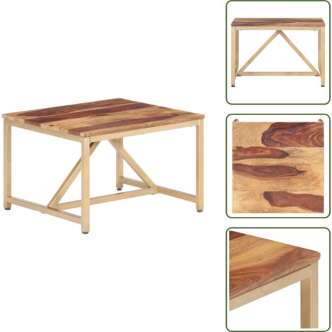 The Living Store Mesa auxiliar de madera maciza 60x60x40 cm - Mesa de salón