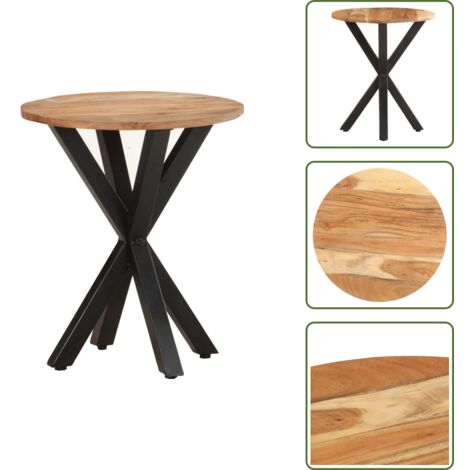 The Living Store Mesa auxiliar de madera maciza de acacia 48x48x56 cm - Mesa de acacia