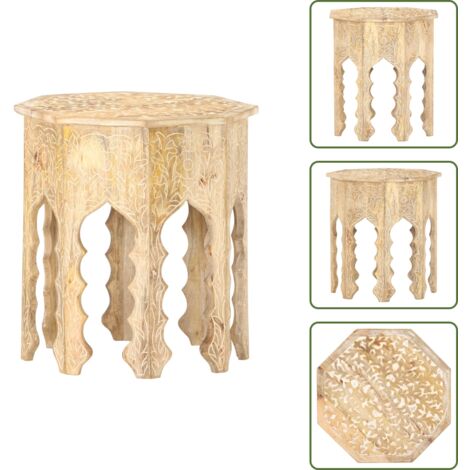 The Living Store Mesa auxiliar de madera maciza de mango Ø48 cm - Mesa de salón