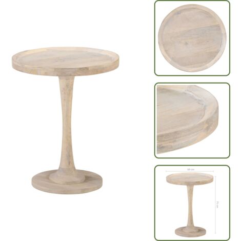 The Living Store Mesa auxiliar de madera maciza de mango Ø60x75 cm - Mesa decorativa