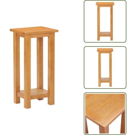 The Living Store Mesa auxiliar de madera maciza de roble 27x24x55 cm - Mesa de noche