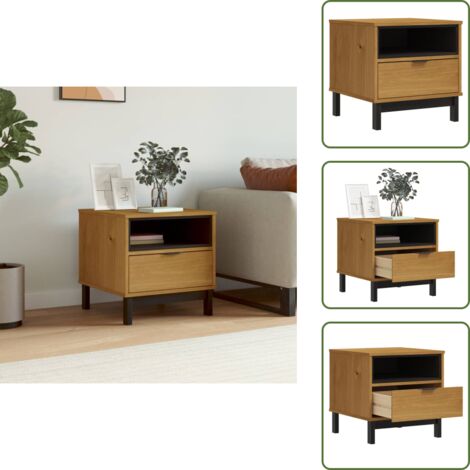 The Living Store Mesa auxiliar FLAM madera maciza de pino 50x50x50 cm - Madera maciza