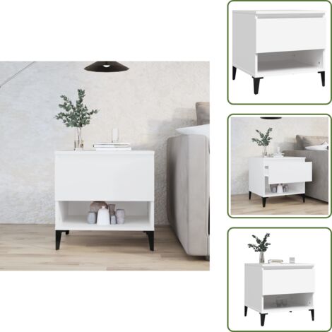 The Living Store Mesa auxiliar madera contrachapada blanco 50x46x50 cm - Madera contrachapada