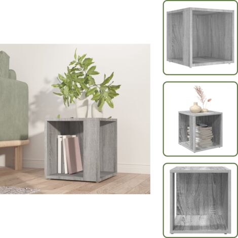 The Living Store Mesa auxiliar madera contrachapada gris Sonoma 33x33x34,5 cm - Madera contrachapada