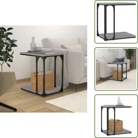 The Living Store Mesa auxiliar madera contrachapada gris Sonoma 50x35x52 cm - Madera contrachapada