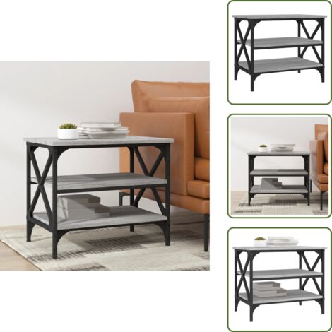 The Living Store Mesa auxiliar madera contrachapada gris Sonoma 55x38x45 cm - Madera contrachapada
