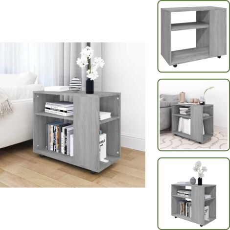 The Living Store Mesa auxiliar madera contrachapada gris Sonoma 70x35x55 cm - Mesa auxiliar madera contrachapada