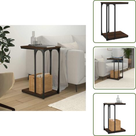 The Living Store Mesa auxiliar madera contrachapada marrón roble 40x30x60 cm - Madera contrachapada