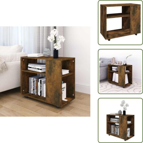 The Living Store Mesa auxiliar madera contrachapada roble ahumado 70x35x55 cm - Mesa de centro