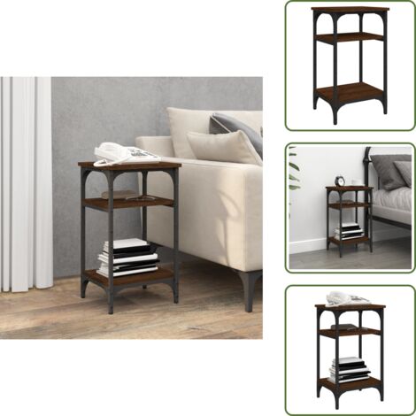 The Living Store Mesa auxiliar madera contrachapada roble marrón 35x30x60 cm - Madera contrachapada