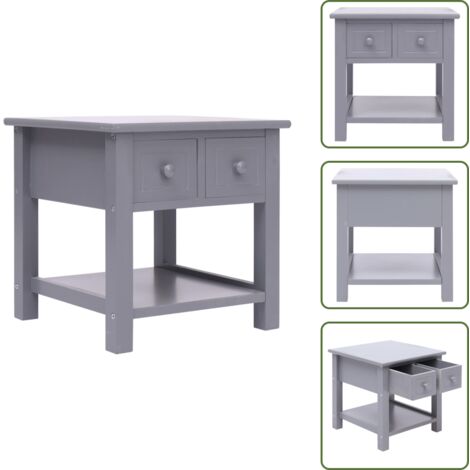 The Living Store Mesa auxiliar madera de Paulownia gris 40x40x40 cm - Mesa de centro