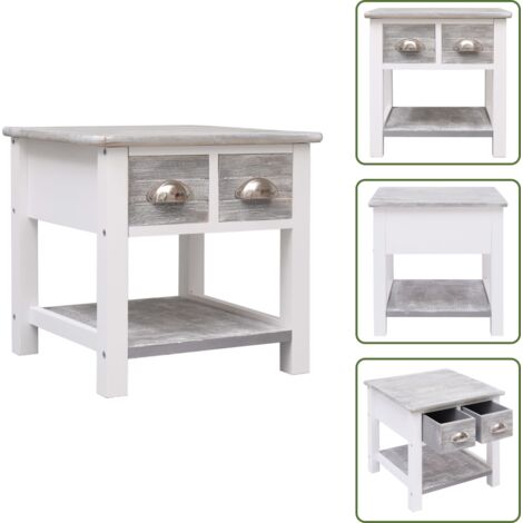 The Living Store Mesa auxiliar madera de Paulownia gris 40x40x40 cm - Mesa de centro