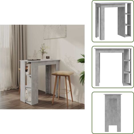 The Living Store Mesa bar con estante contrachapada gris hormigón 102x50x103,5cm - Estante