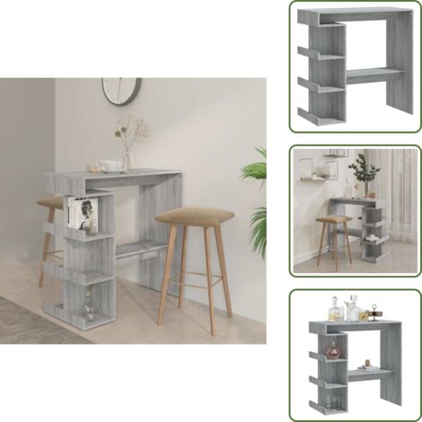 The Living Store Mesa bar estante almacenaje gris Sonoma 100x50x101,5 cm - Mesa de cocina