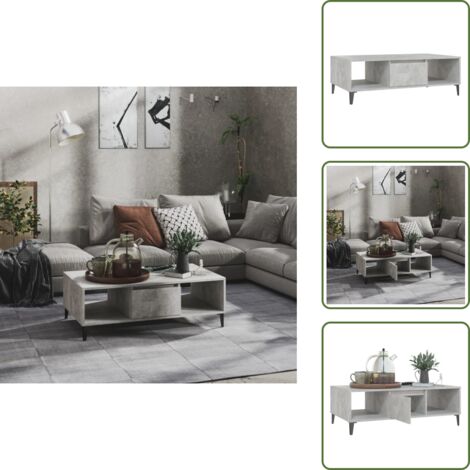 The Living Store Mesa centro madera contrachapada gris hormigón 103,5x60x35 cm - Mesa de salón