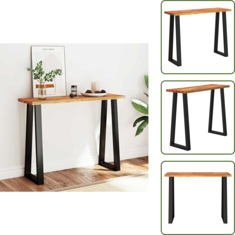 The Living Store Mesa consola con borde vivo madera maciza acacia 110x35x80 cm - Madera de acacia