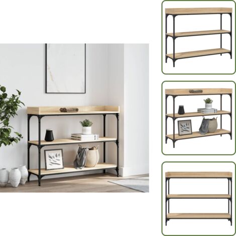 The Living Store Mesa consola con estantes roble Sonoma 100x30x80 cm - Mesa de entrada