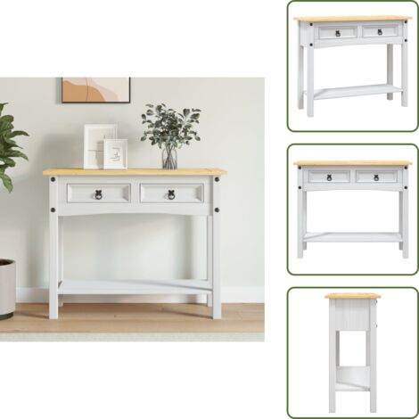 The Living Store Mesa consola Corona Range de pino mexicano blanco 90x34,5x73 cm - Mesa de madera