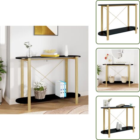 The Living Store Mesa consola de madera contrachapada negro 110x38x75 cm - Madera contrachapada