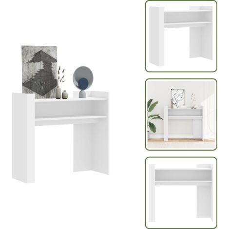 The Living Store Mesa consola de madera de ingeniería blanca 100x35x90 cm - Madera de ingeniería
