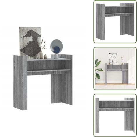The Living Store Mesa consola de madera de ingeniería gris Sonoma 100x35x90 cm - Madera de ingeniería