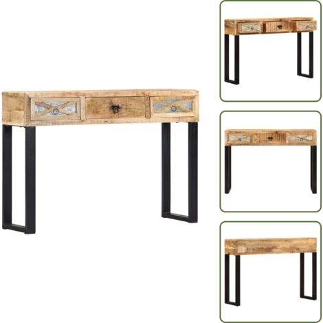 The Living Store Mesa consola de madera maciza de mango 110x30x76 cm - Madera de mango