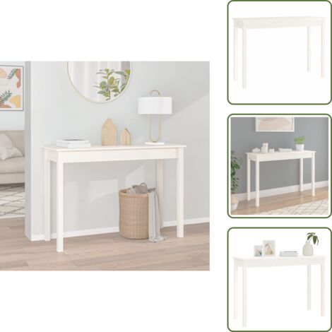 The Living Store Mesa consola de madera maciza de pino blanco 110x40x75 cm - Mesa de madera