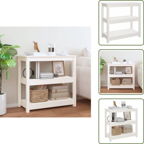 The Living Store Mesa consola de madera maciza de pino blanco 80x40x74 cm - Mesa de entrada