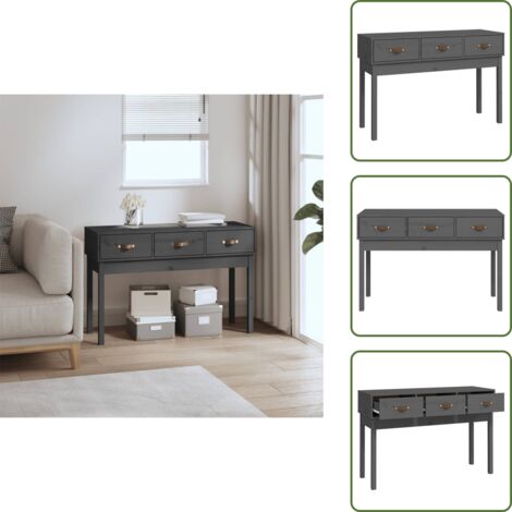 The Living Store Mesa consola de madera maciza de pino gris 114x40x75 cm - Mesa de madera