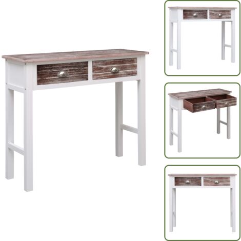 The Living Store Mesa consola de madera marrón 90x30x77 cm - Mesa auxiliar