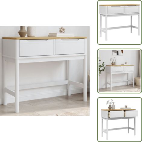 The Living Store Mesa consola FLORO madera maciza de pino blanco 89,5x36,5x73 cm - Mesa de madera
