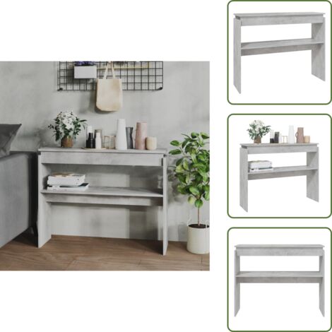 The Living Store Mesa consola madera contrachapada gris hormigón 102x30x80 cm - Mesa consola