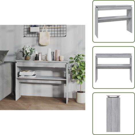 The Living Store Mesa consola madera contrachapada gris Sonoma 102x30x80 cm - Mesa de madera