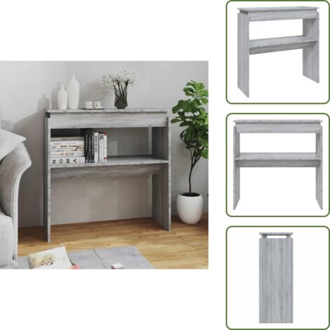 The Living Store Mesa consola madera contrachapada gris Sonoma 80x30x80 cm - Mesa de madera