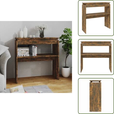 The Living Store Mesa consola madera contrachapada roble ahumado 80x30x80 cm - Mesa de madera