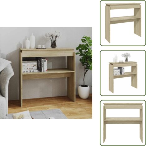 The Living Store Mesa consola madera contrachapada roble Sonoma 80x30x80 cm - Mesa consola