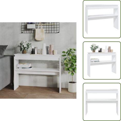 The Living Store Mesa consola madera de ingeniería blanca 102x30x80 cm - Mesa de salón