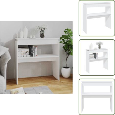 The Living Store Mesa consola madera de ingeniería blanca 80x30x80 cm - Mesa de salón
