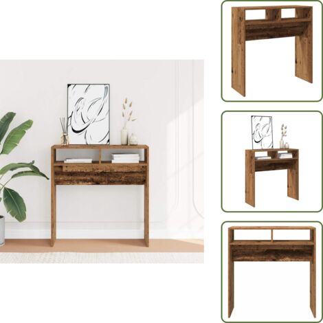 The Living Store Mesa consola madera de ingeniería envejecida 78x30x80 cm - Madera envejecida