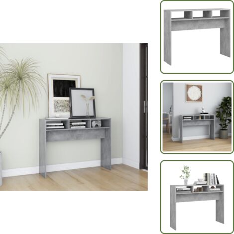 The Living Store Mesa consola madera de ingeniería gris hormigón 105x30x80 cm - Mesa consola