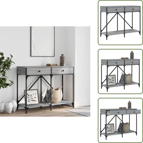 The Living Store Mesa consola madera de ingeniería gris Sonoma 100x39x78,5 cm - Mesa de pasillo